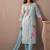 Floral Printed V-Neck Linen Kurta with Trousers & Dupatta