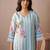 Floral Printed V-Neck Linen Kurta with Trousers & Dupatta