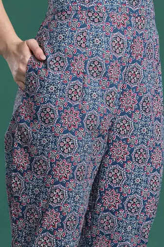 Ethnic Motifs Printed Mirror Work  Cotton Kurta with Trousers & With Dupatta