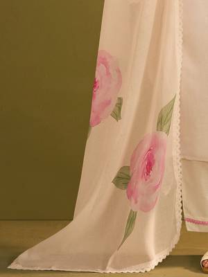 Women Floral Printed Regular Sequinned Linen Kurta with Trousers & With Dupatta 7