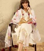 Women Floral Embroidered Regular Thread Work Kurta with Trousers & With Dupatta