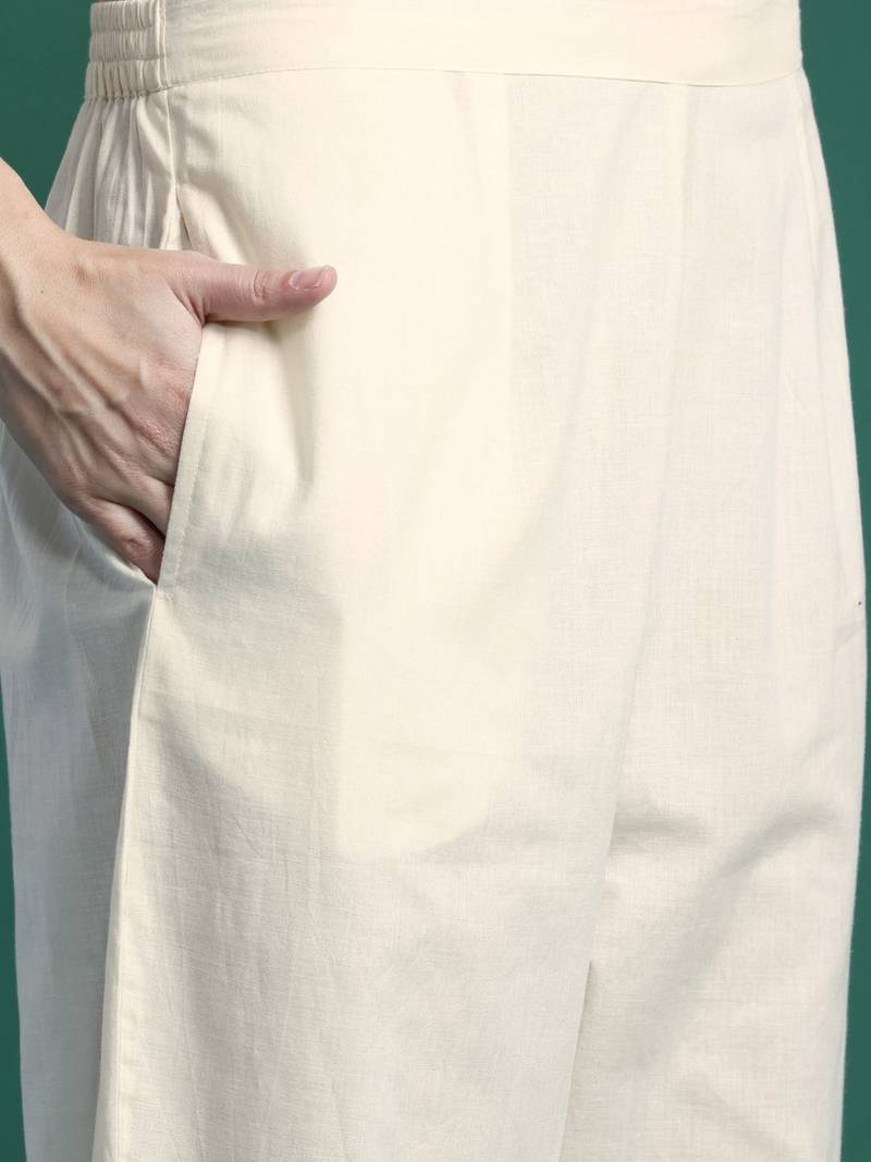Ethnic Motifs Embroidered Regular  Cotton Kurta with Trousers & Dupatta