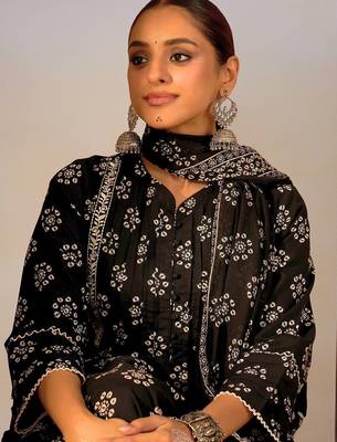 Women Ethnic Motifs Printed Regular  Cotton Kurta with Trousers & With Dupatta 2