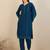 Ethnic Motifs Embroidered Flared Sleeves Notch Neck Straight Kurta with Trousers