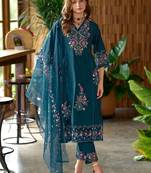 Women Floral Embroidered Panelled Sequinned Kurta with Trousers & Dupatta