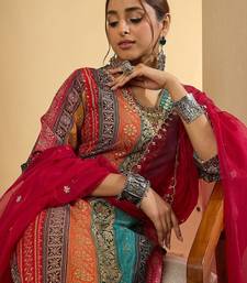 Women Ethnic Motifs Embroidered Thread Work Kurta with Palazzos & With Dupatta