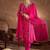Floral Embroidered V-Neck Sequinned Cotton Straight Kurta With Trousers & Dupatta