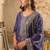 Floral Embroidered Round Neck Zari Straight Kurta & Trousers With Dupatta