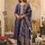 Floral Embroidered Round Neck Zari Straight Kurta & Trousers With Dupatta