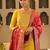Floral Yoke Design Round Neck Zari Straight Kurta & Trousers With Dupatta