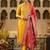 Floral Yoke Design Round Neck Zari Straight Kurta & Trousers With Dupatta