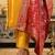 Floral Yoke Design Round Neck Zari Straight Kurta & Trousers With Dupatta