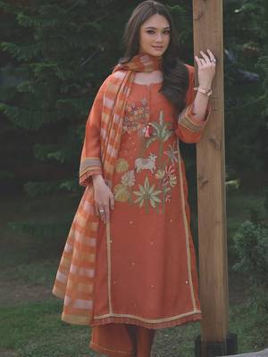 Women Ethnic Motifs Embroidered Regular Thread Work Kurta with Trousers & With Dupatta 5