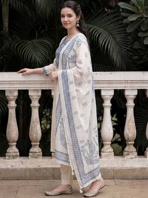 Women Ethnic Motifs Embroidered Regular Mirror Work  Cotton Kurta with Trousers & With Dupatta 3