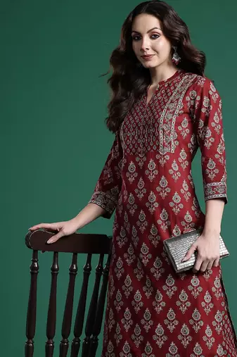 Ethnic Motifs Printed Pure Cotton Kurta with Trousers