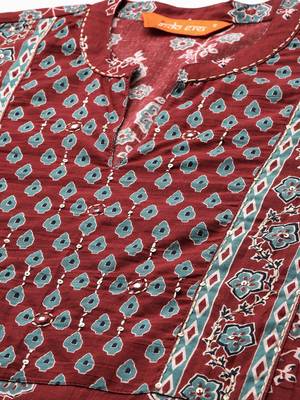 Ethnic Motifs Printed Pure Cotton Kurta with Trousers 2