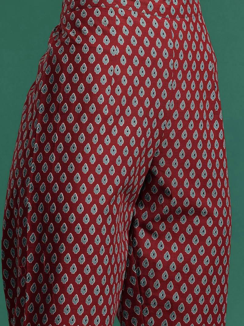 Ethnic Motifs Printed Pure Cotton Kurta with Trousers