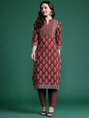 Ethnic Motifs Printed Pure Cotton Kurta with Trousers 4