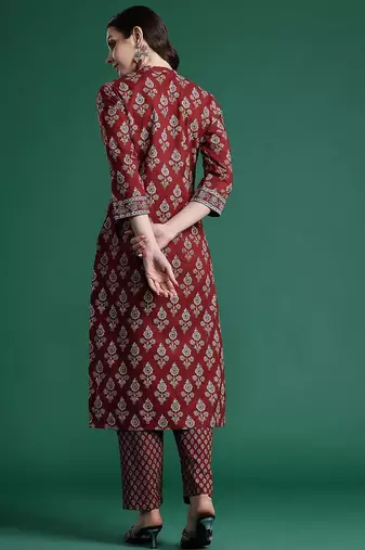 Ethnic Motifs Printed Pure Cotton Kurta with Trousers