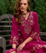 Women Floral Embroidered Panelled Sequinned Kurta with Trousers & With Dupatta