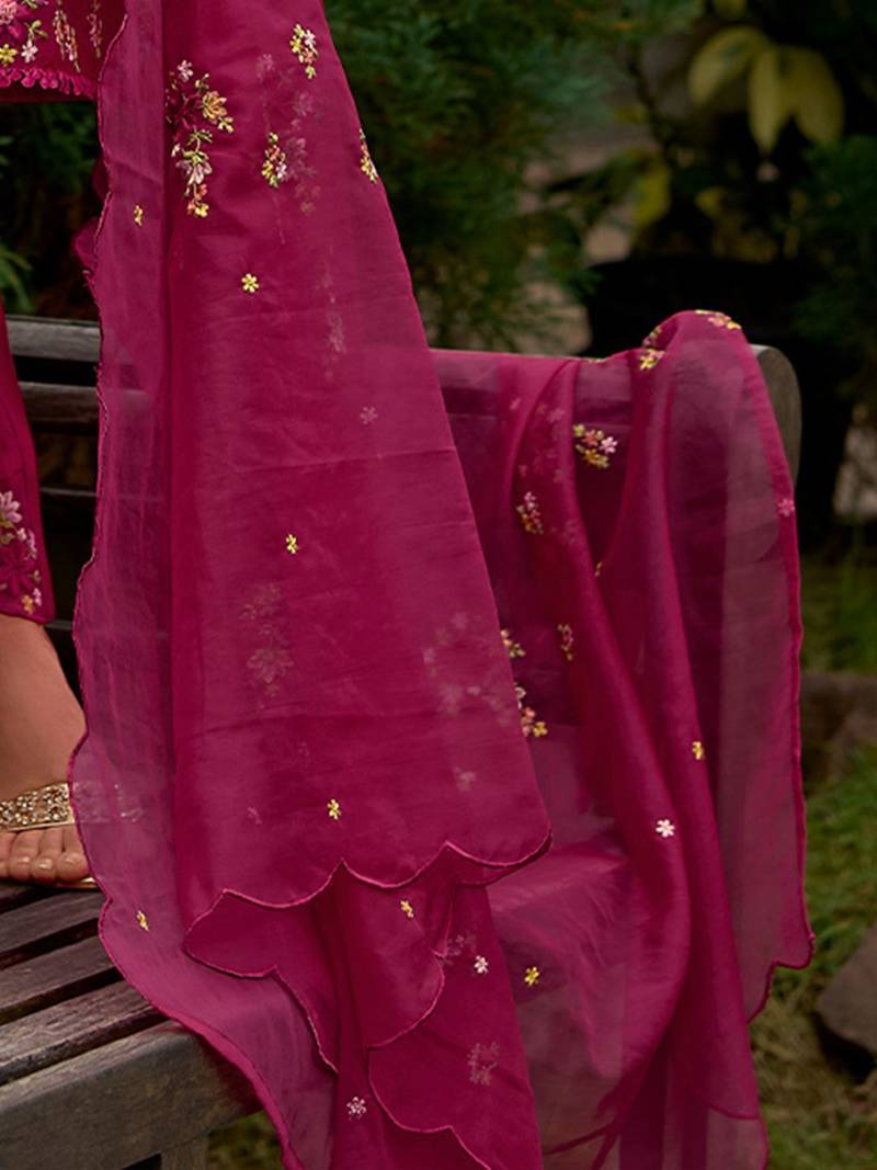 Women Floral Embroidered Panelled Sequinned Kurta with Trousers & With Dupatta