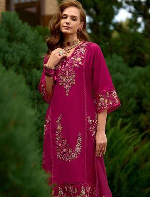 Women Floral Embroidered Panelled Sequinned Kurta with Trousers & With Dupatta 6