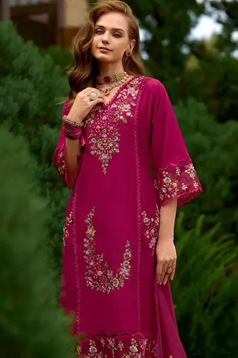 Women Floral Embroidered Panelled Sequinned Kurta with Trousers & With Dupatta