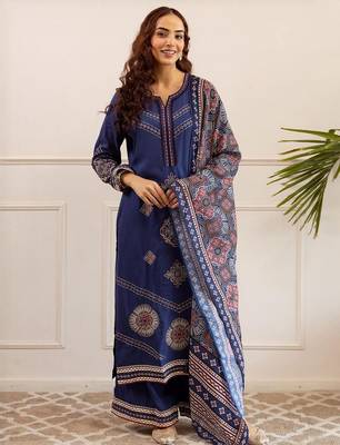 Women Ethnic Motifs Printed Kurta with Palazzos & Dupatta 4