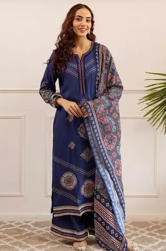 Women Ethnic Motifs Printed Kurta with Palazzos & Dupatta