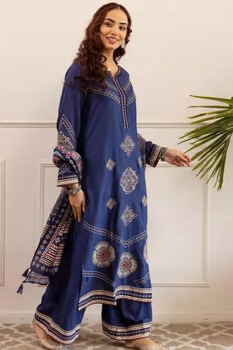 Women Ethnic Motifs Printed Kurta with Palazzos & Dupatta