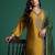 Plus Size Mustard Embroidered Straight Kurta Trousers With Dupatta Set