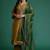 Plus Size Mustard Embroidered Straight Kurta Trousers With Dupatta Set