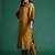 Plus Size Mustard Embroidered Straight Kurta Trousers With Dupatta Set