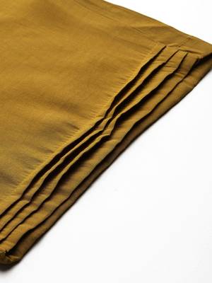 Plus Size Mustard Embroidered Straight Kurta Trousers With Dupatta Set 9