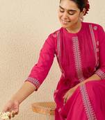 Women Ethnic Motifs Printed Cotton A-Line Kurta with Trousers