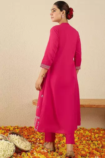 Women Ethnic Motifs Printed Cotton A-Line Kurta with Trousers