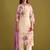 Floral Printed V-Neck Linen Straight Kurta With Trousers & Dupatta