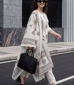 Women Ethnic Motifs Printed Regular Pure Cotton Kurta with Trousers & With Dupatta