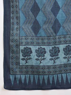 Floral Printed  Cotton Kurta With Trousers & Dupatta 5