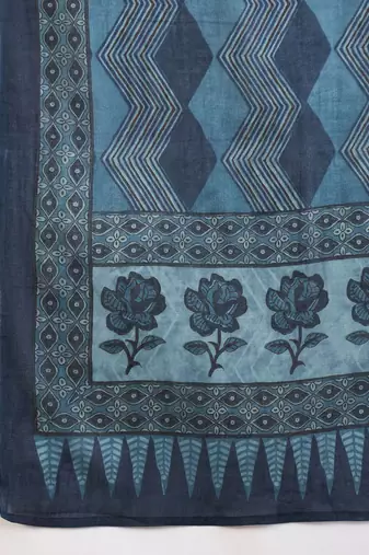 Floral Printed Pure Cotton Kurta With Trousers & Dupatta