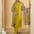 Sleeveless V-Neck Straight Kurta With Trousers & Dupatta