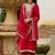 Ethnic Motifs Embroidered V-Neck Mirror Work Kurta With Trousers & Dupatta