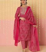 Women Ethnic Motifs Printed Regular Pure Cotton Kurta with Trousers & With Dupatta