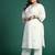 Plus Size White Embroidered Straight Kurta Trousers With Dupatta Set