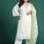 Plus Size White Embroidered Straight Kurta Trousers With Dupatta Set