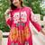 Floral Printed Mandarin Collar Pleated  Cotton A-Line Kurta With Trousers