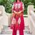 Floral Printed Mandarin Collar Pleated  Cotton A-Line Kurta With Trousers