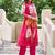 Floral Printed Mandarin Collar Pleated  Cotton A-Line Kurta With Trousers