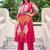 Floral Printed Mandarin Collar Pleated  Cotton A-Line Kurta With Trousers