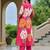 Floral Printed Mandarin Collar Pleated  Cotton A-Line Kurta With Trousers